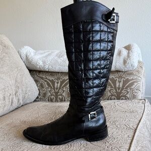 Baldinini Trend Black Quilted Over the Knee Leather Boots